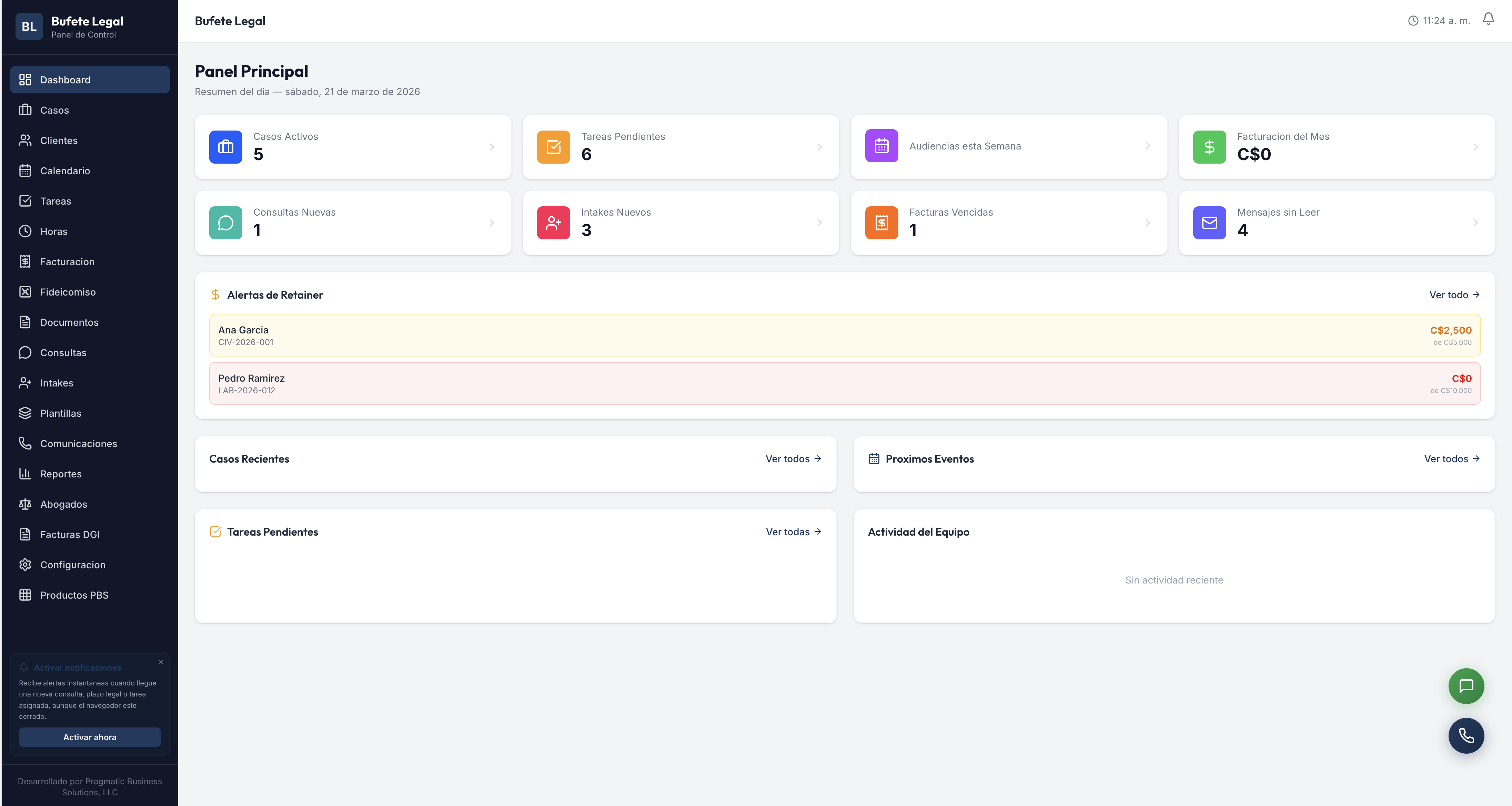 Panel — Bufete Legal