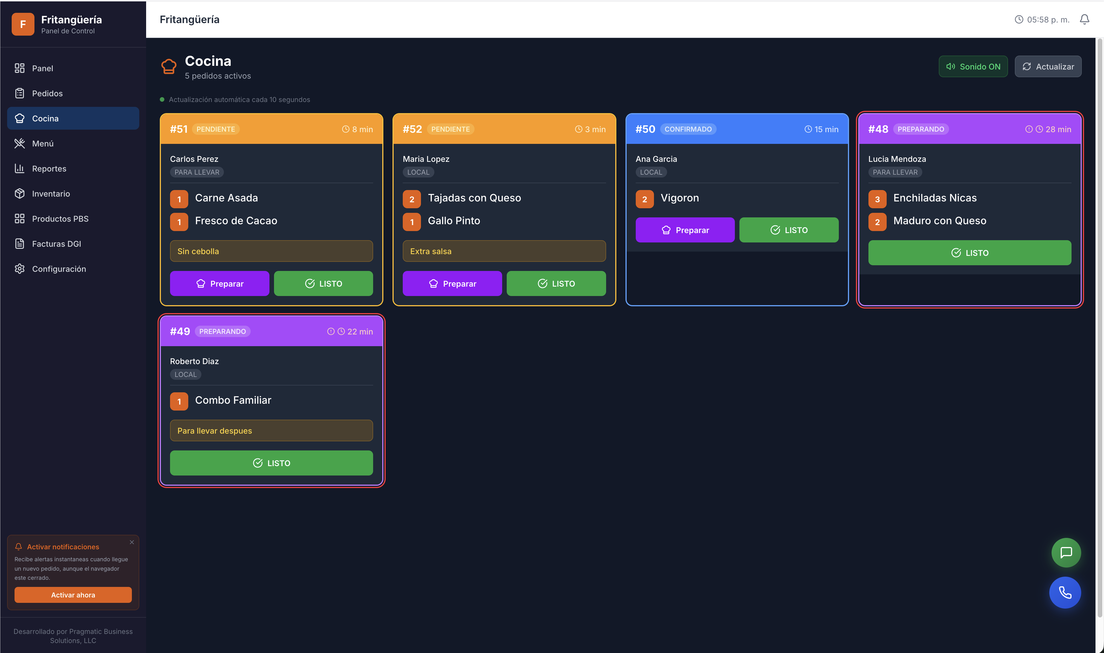 Panel — Fritangüería Digital
