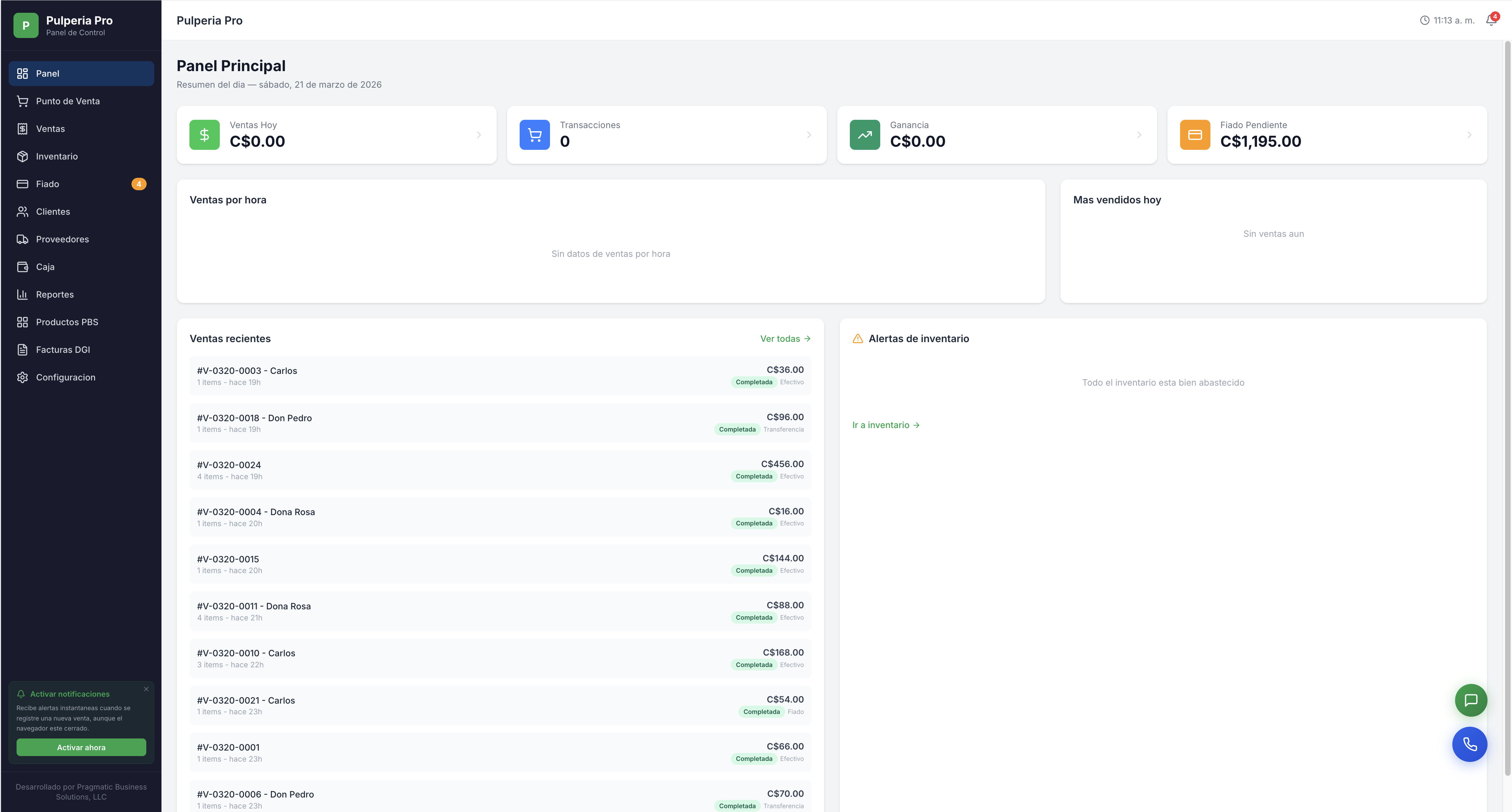 Panel — Pulpería Pro