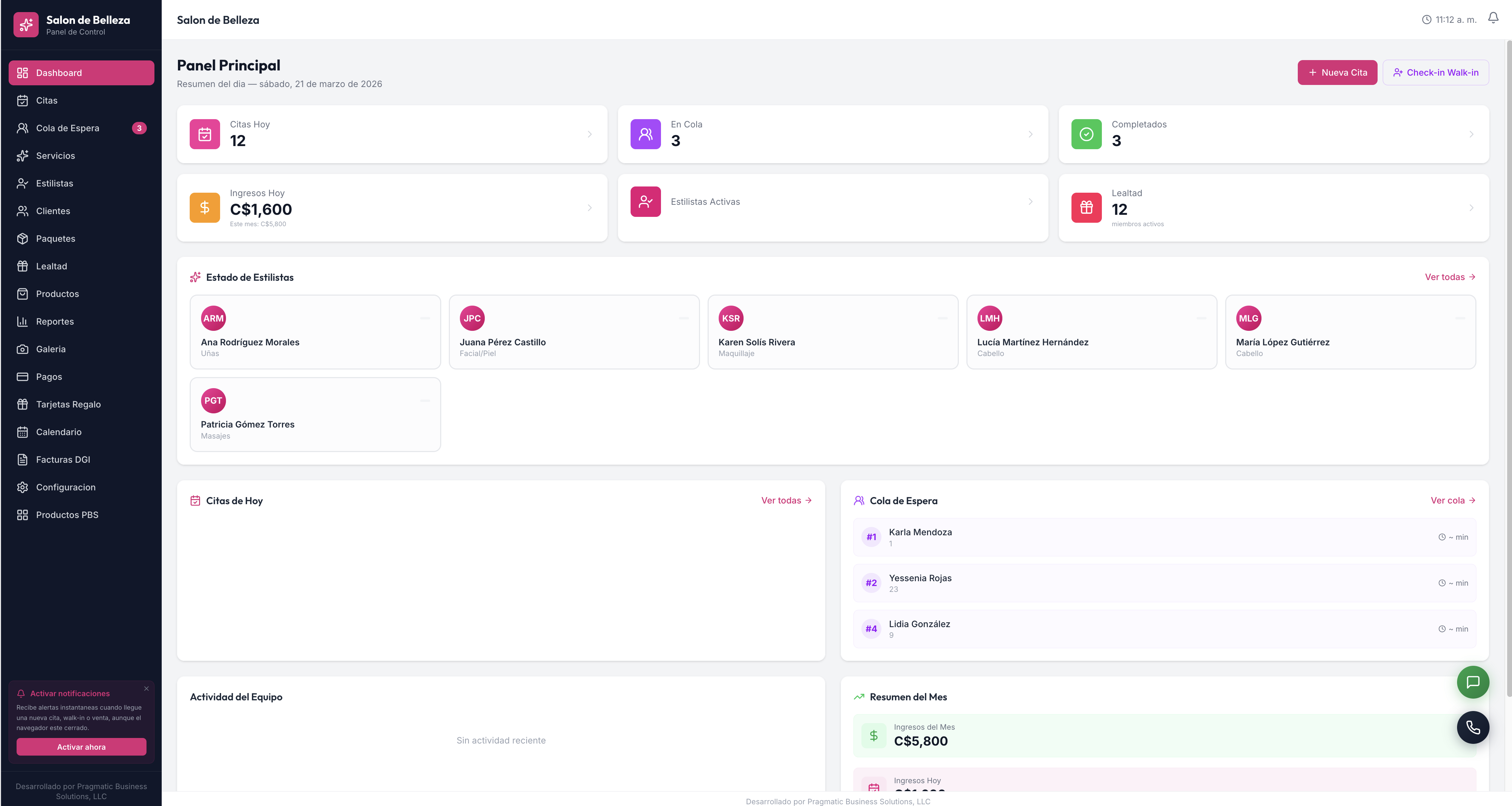 Panel — Salón de Belleza Digital